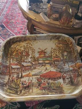 Daher Vintage Cafe Scene Decorative Tray — Multicolor
